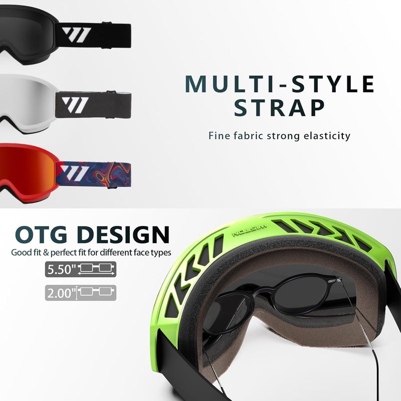 ISTON Ski Goggles - OTG Snow/Snowboard Goggles for Men, Women & Youth - 100% UV Protection W1 - Image 4